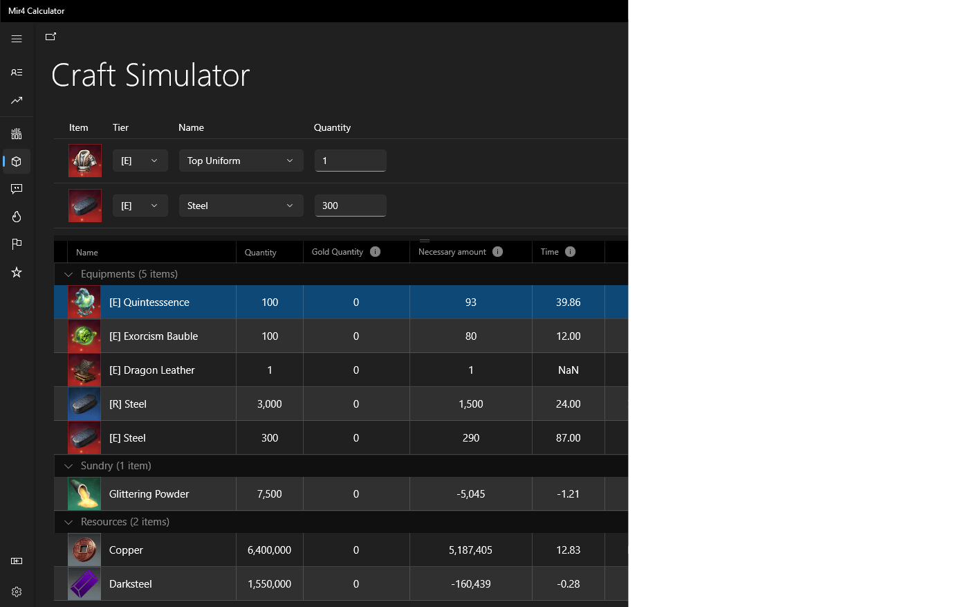 Mir4 Calculator | Know how much time it will take, how much it will cost and how many materials you will need.